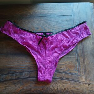 Dreamgirl Cheeky Panty Size 1X/2X Purple Sheer Lace Floral Ruffle Style # 9103X